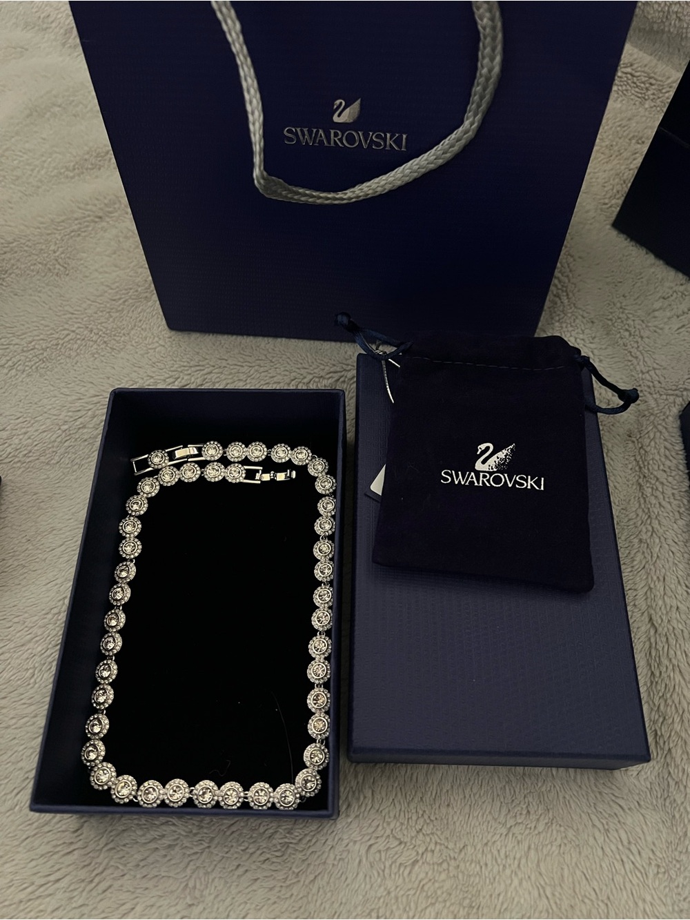 Swarovski Silver Crystal Halo Tennis Necklace